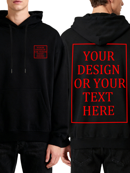 Men's Custom Hooded Sweatshirt - Double-sided Design with Your Own Photo/Text