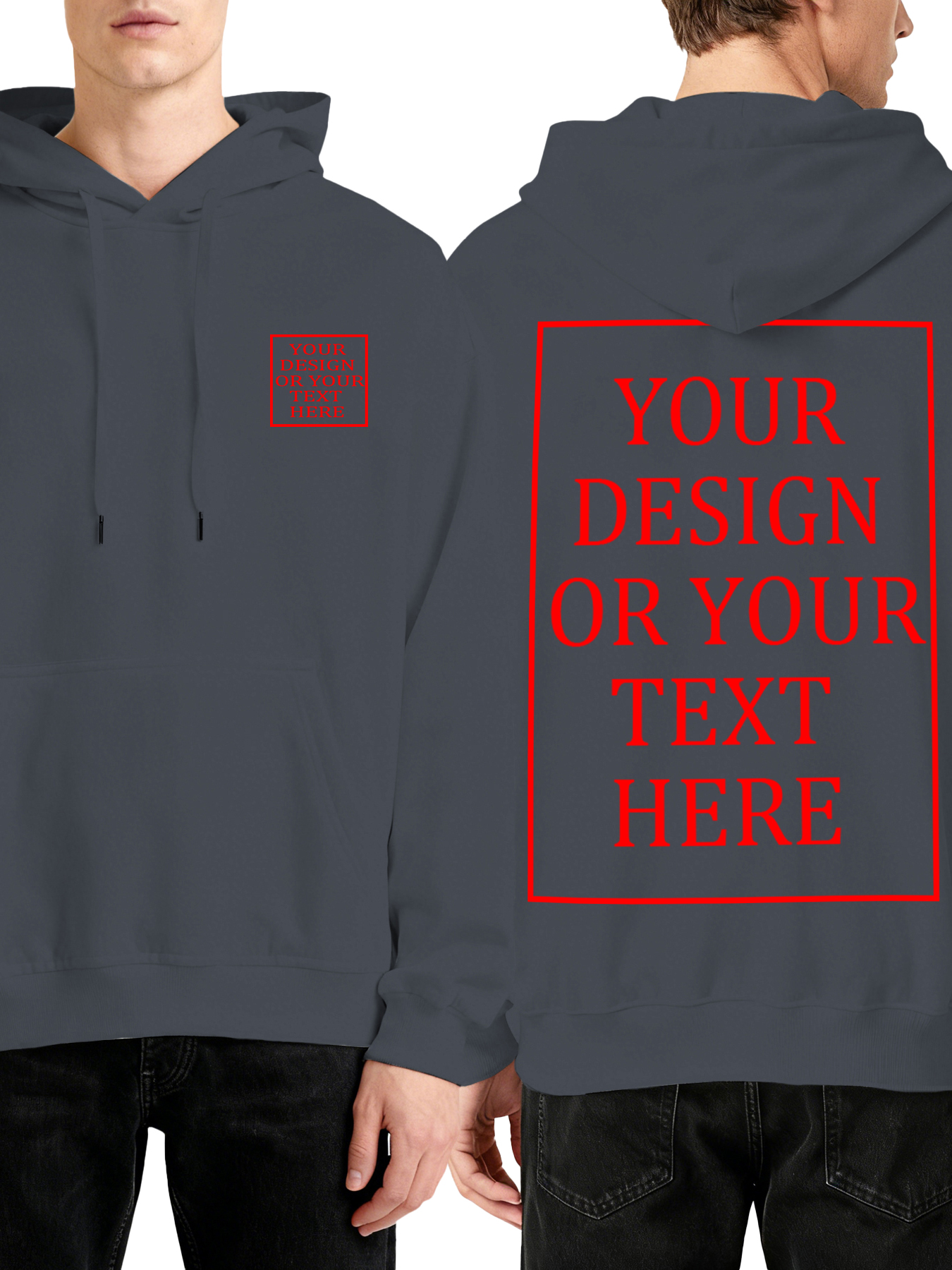Men's Custom Hooded Sweatshirt - Double-sided Design with Your Own Photo/Text