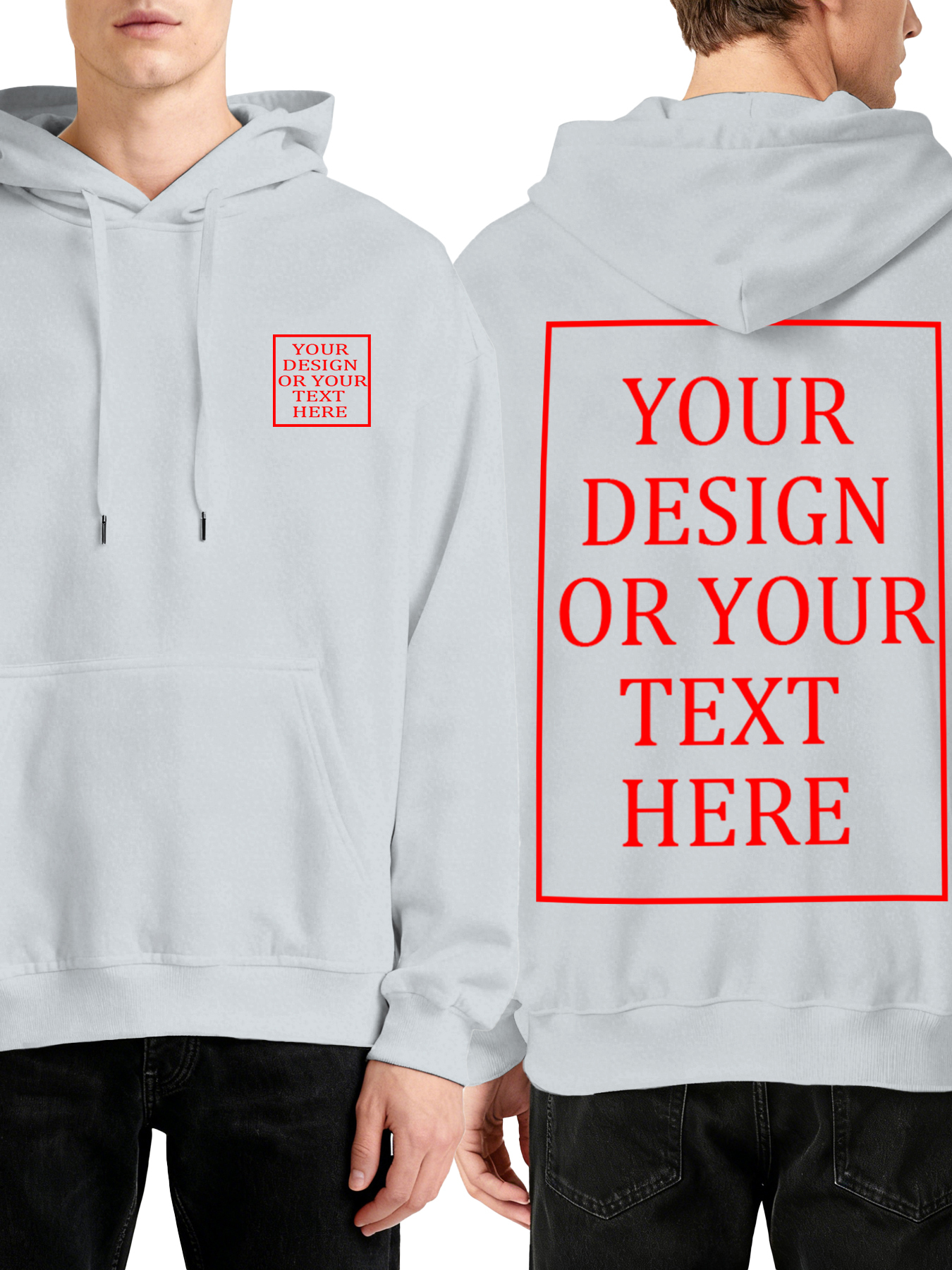 Men's Custom Hooded Sweatshirt - Double-sided Design with Your Own Photo/Text