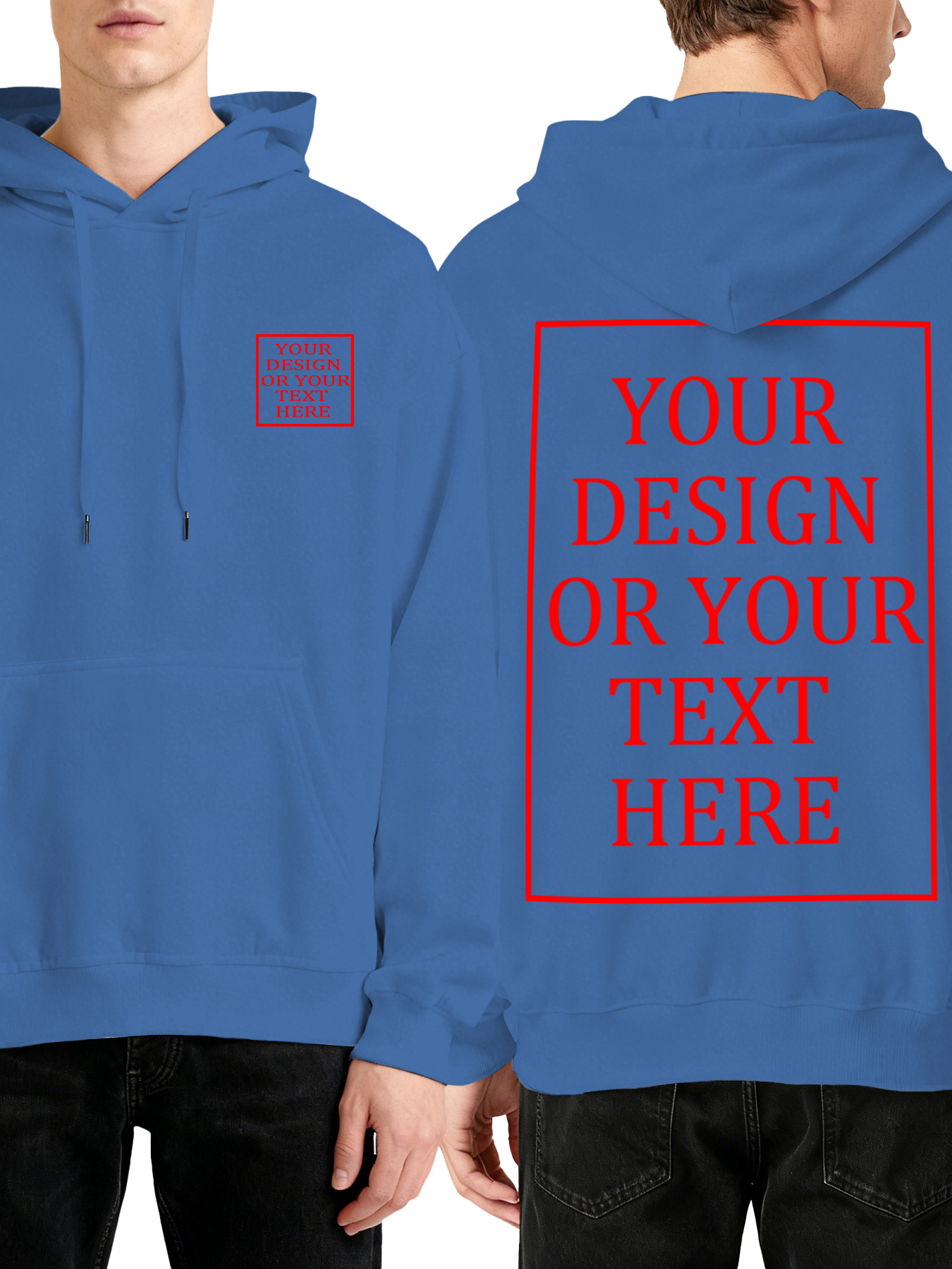 Men's Custom Hooded Sweatshirt - Double-sided Design with Your Own Photo/Text