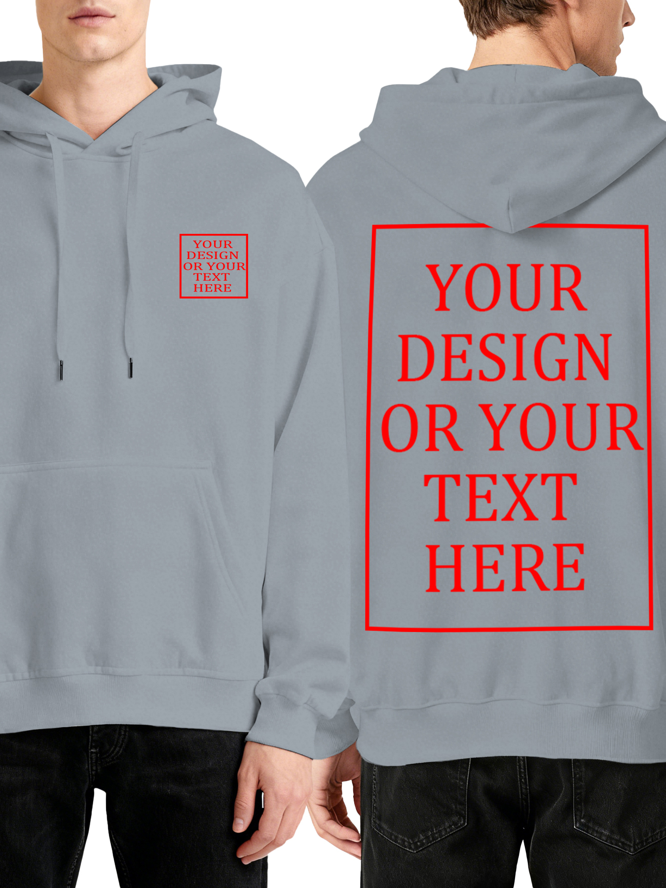 Men's Custom Hooded Sweatshirt - Double-sided Design with Your Own Photo/Text