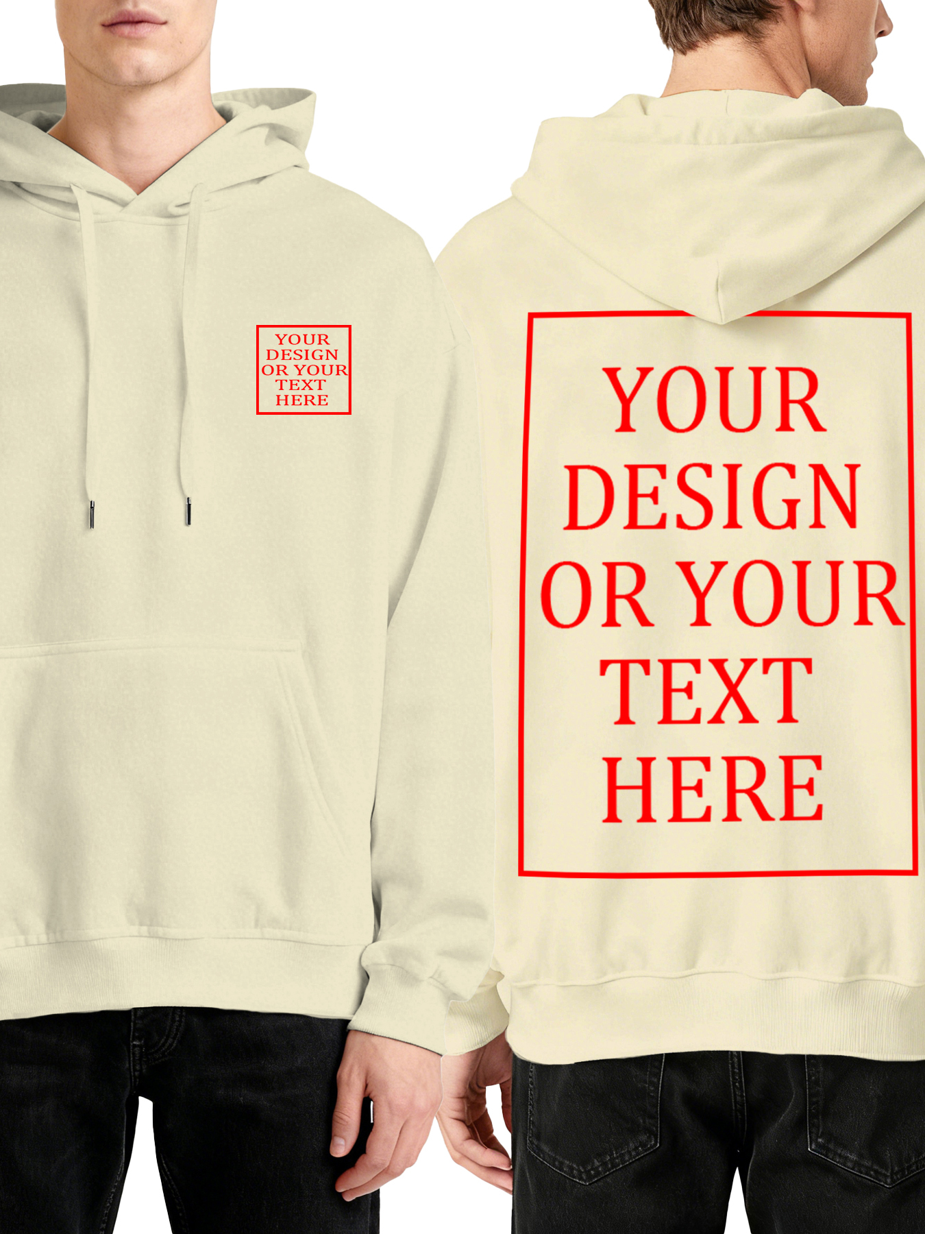 Men's Custom Hooded Sweatshirt - Double-sided Design with Your Own Photo/Text