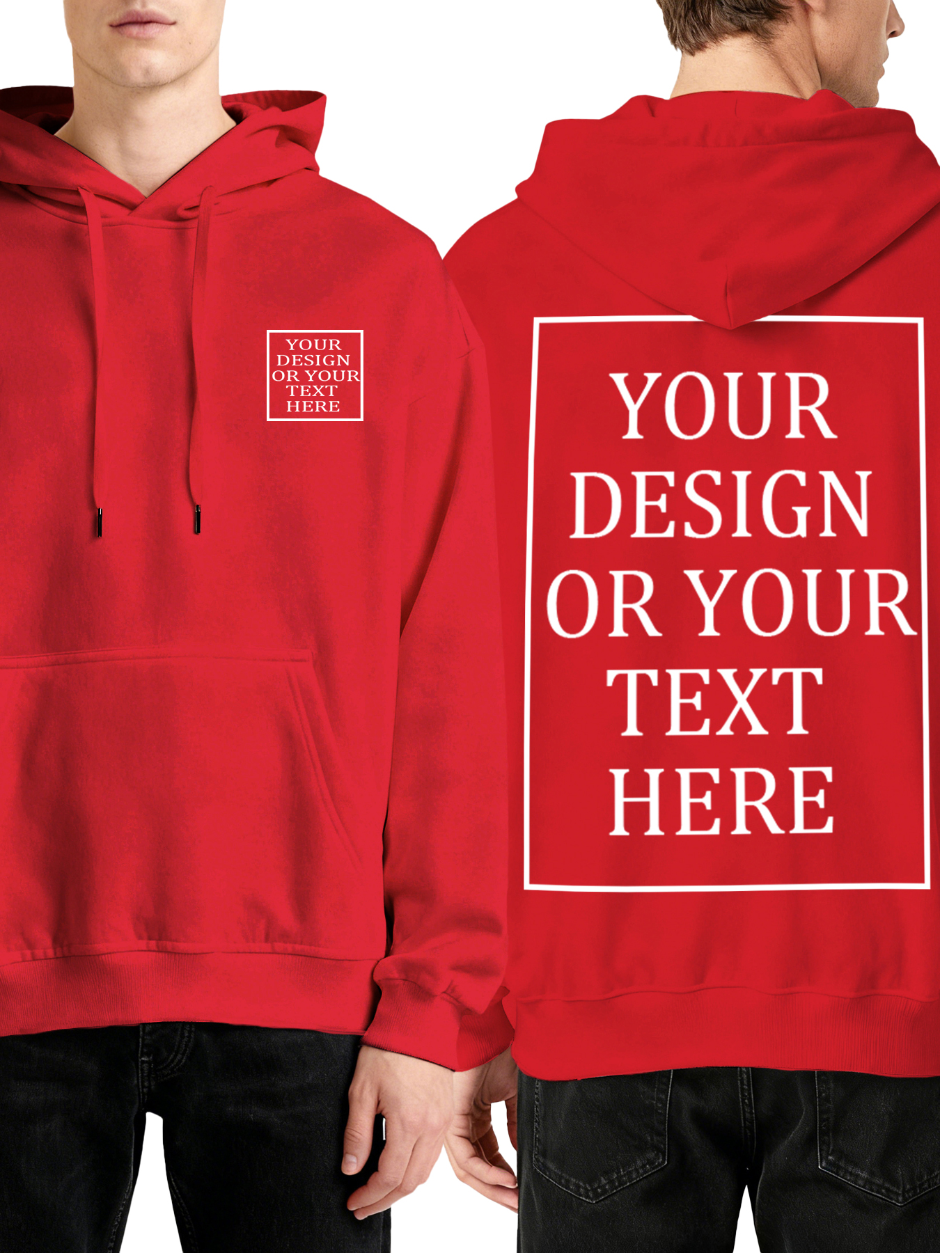Men's Custom Hooded Sweatshirt - Double-sided Design with Your Own Photo/Text