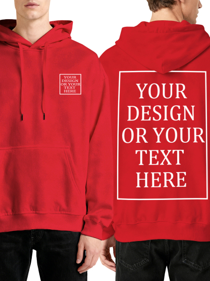 Men's Custom Hooded Sweatshirt - Double-sided Design with Your Own Photo/Text