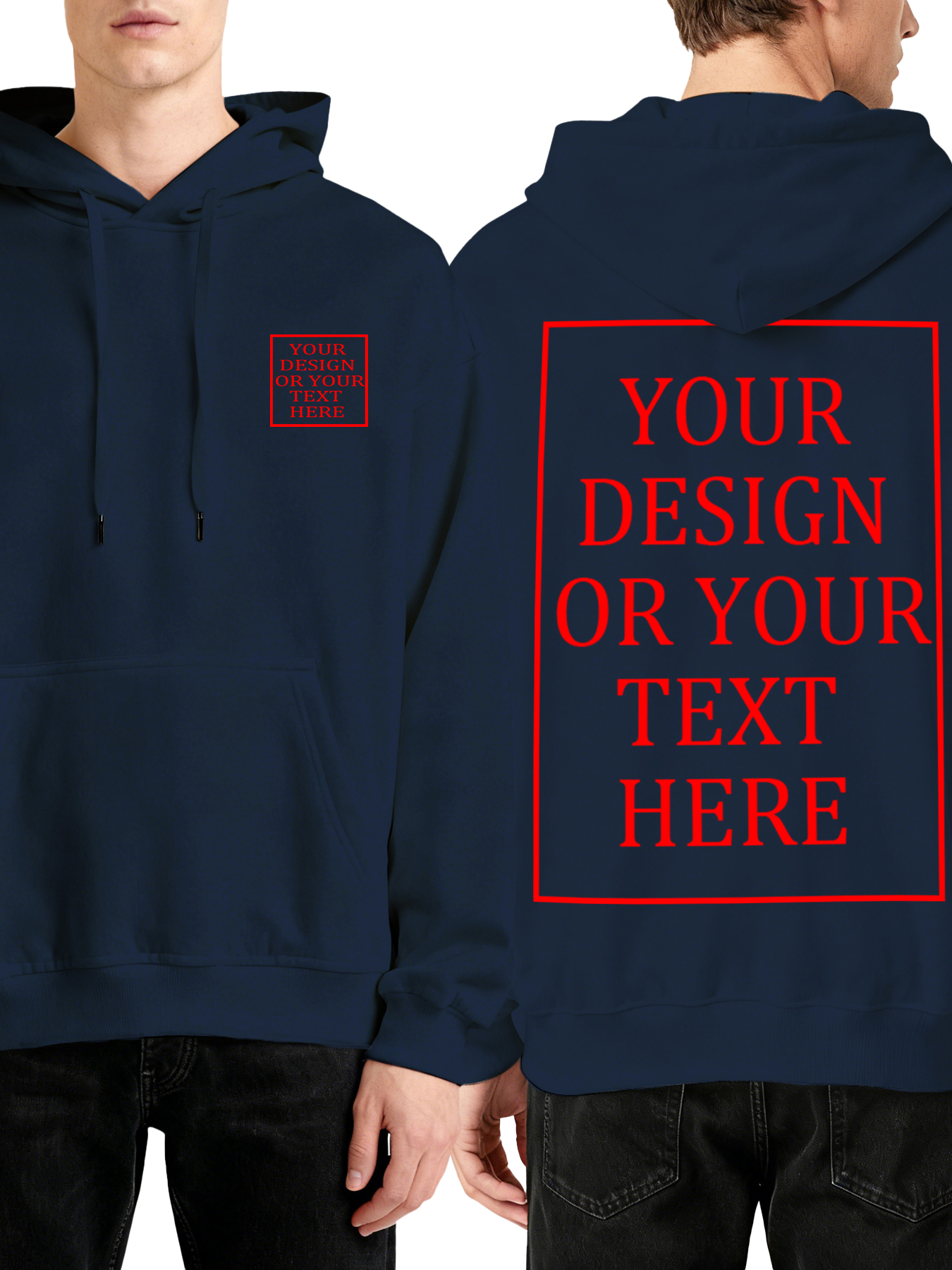 Men's Custom Hooded Sweatshirt - Double-sided Design with Your Own Photo/Text