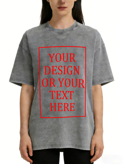 Women's Retro Washed Custom Short-Sleeve T-Shirt - Add Your Own Photo/Text Design