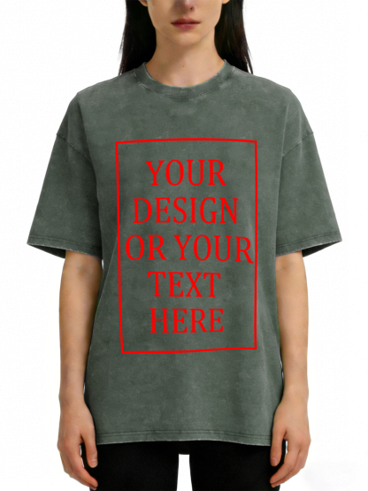 Women's Retro Washed Custom Short-Sleeve T-Shirt - Add Your Own Photo/Text Design