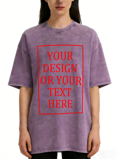 Women's Retro Washed Custom Short-Sleeve T-Shirt - Add Your Own Photo/Text Design