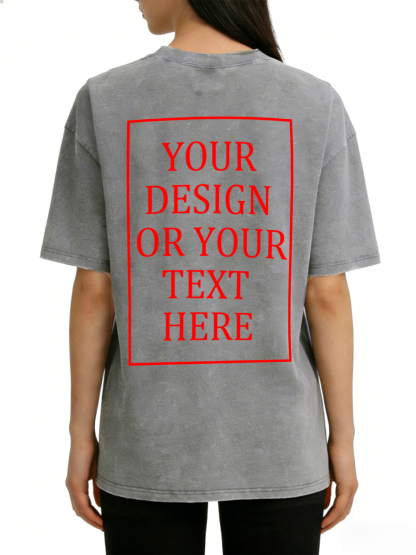 Women's Retro Washed Custom Short-Sleeve T-Shirt - Add Your Own Photo/Text Design