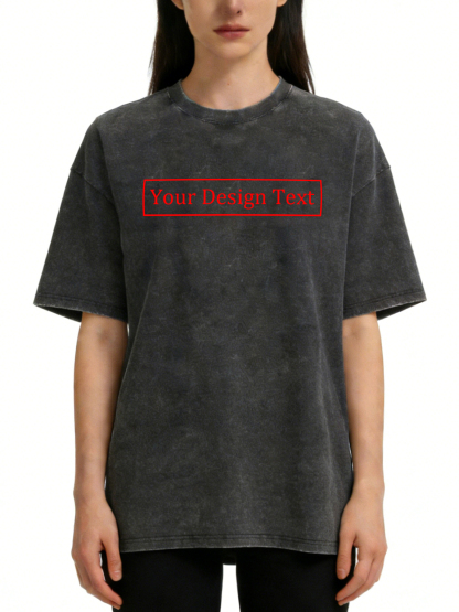 Women's Retro Washed Custom Short-Sleeve T-Shirt - Add Your Own Text Design