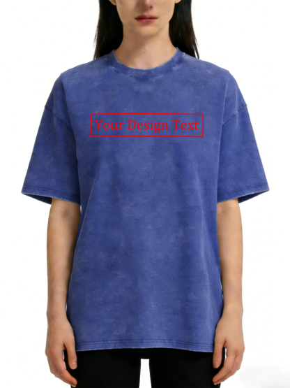 Women's Retro Washed Custom Short-Sleeve T-Shirt - Add Your Own Text Design