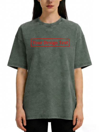 Women's Retro Washed Custom Short-Sleeve T-Shirt - Add Your Own Text Design