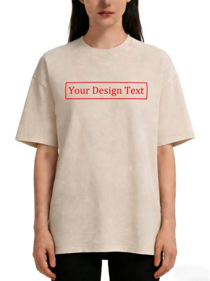 Women's Retro Washed Custom Short-Sleeve T-Shirt - Add Your Own Text Design