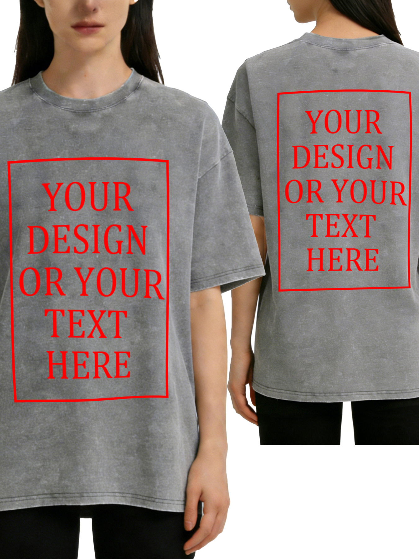 Women's Retro Washed Custom Short-Sleeve T-Shirt - Add Your Own Photo/Text Double-Sided Design