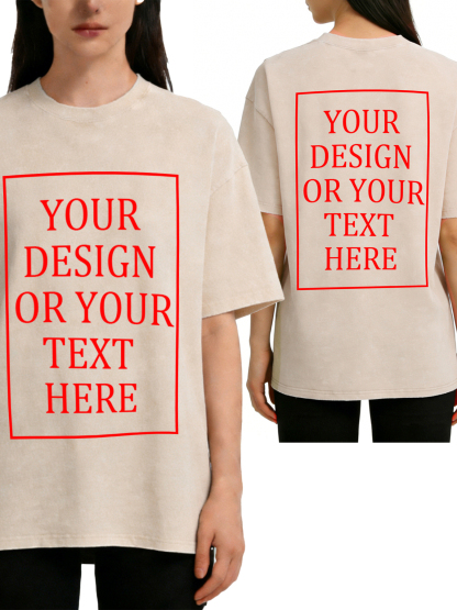 Women's Retro Washed Custom Short-Sleeve T-Shirt - Add Your Own Photo/Text Double-Sided Design