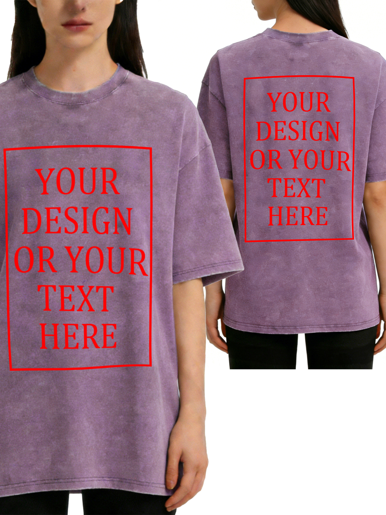Women's Retro Washed Custom Short-Sleeve T-Shirt - Add Your Own Photo/Text Double-Sided Design