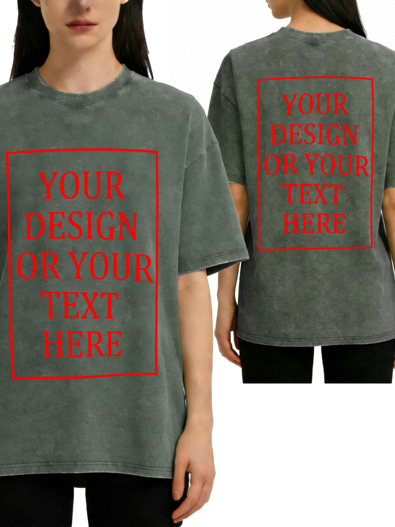 Women's Retro Washed Custom Short-Sleeve T-Shirt - Add Your Own Photo/Text Double-Sided Design