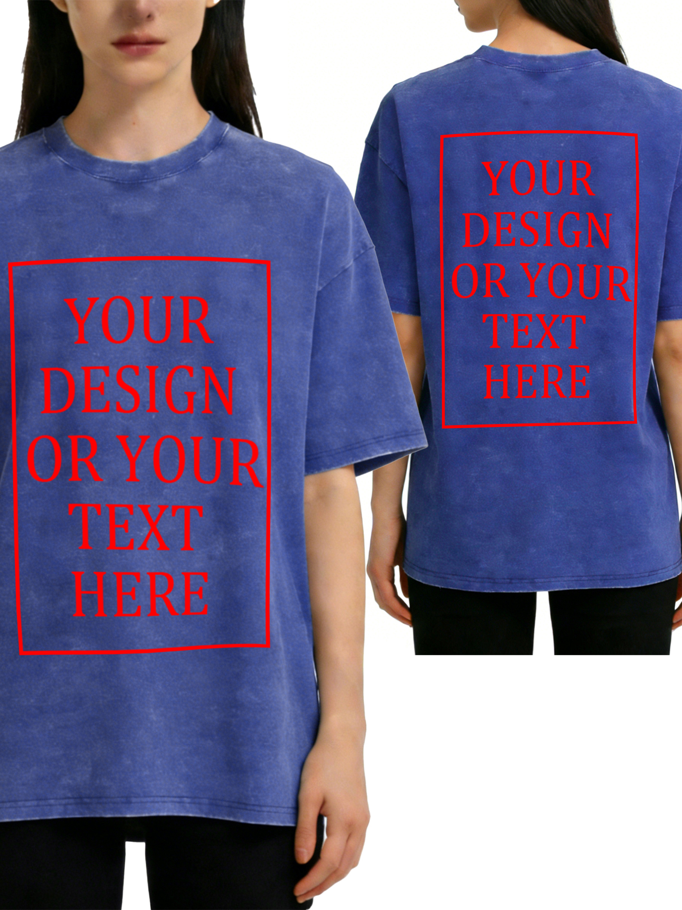 Women's Retro Washed Custom Short-Sleeve T-Shirt - Add Your Own Photo/Text Double-Sided Design