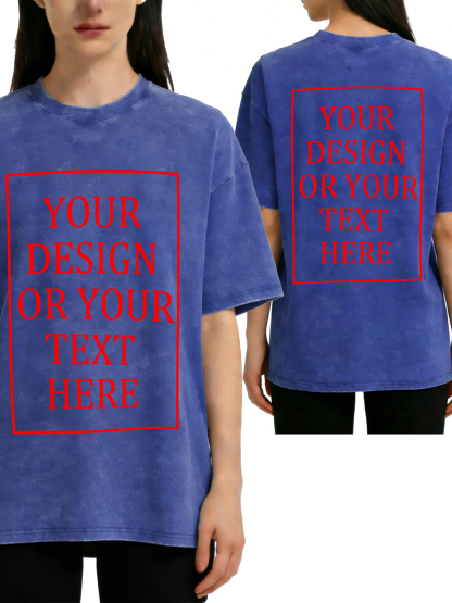 Women's Retro Washed Custom Short-Sleeve T-Shirt - Add Your Own Photo/Text Double-Sided Design