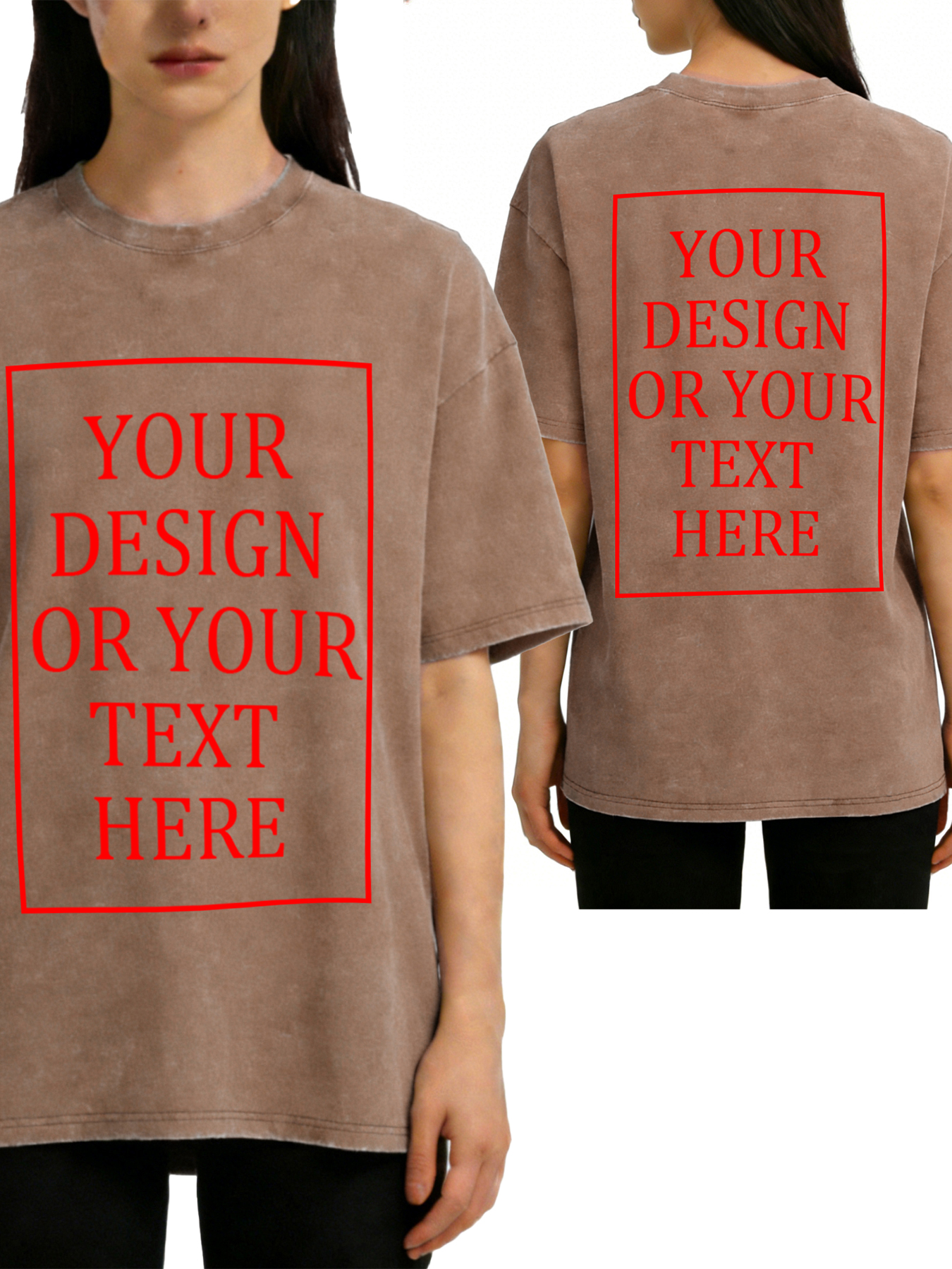 Women's Retro Washed Custom Short-Sleeve T-Shirt - Add Your Own Photo/Text Double-Sided Design