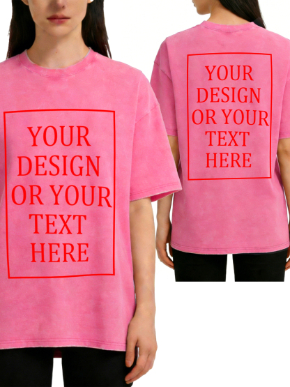 Women's Retro Washed Custom Short-Sleeve T-Shirt - Add Your Own Photo/Text Double-Sided Design