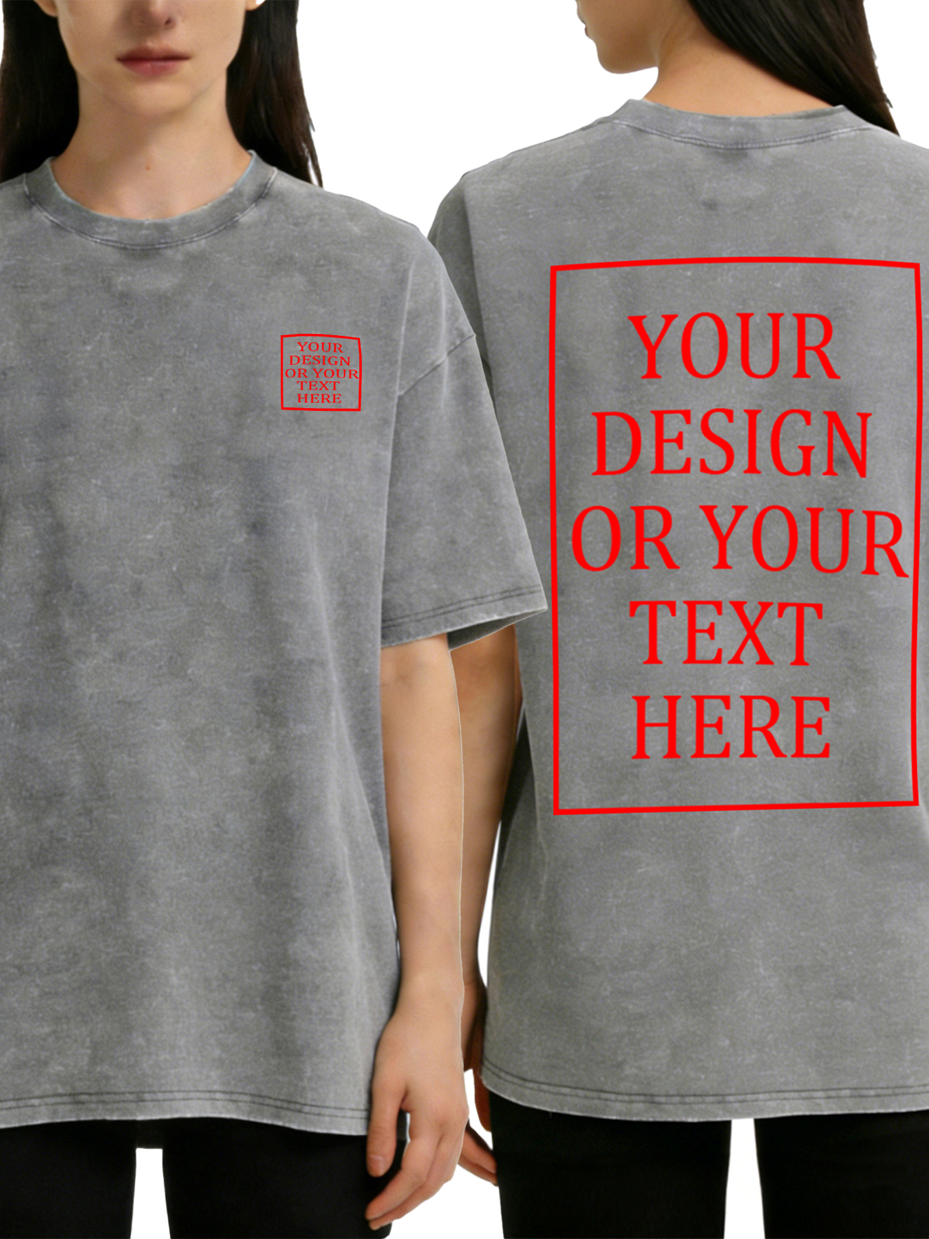 Women's Retro Washed Custom Short-Sleeve T-Shirt - Add Your Own Photo/Text Double-Sided Design