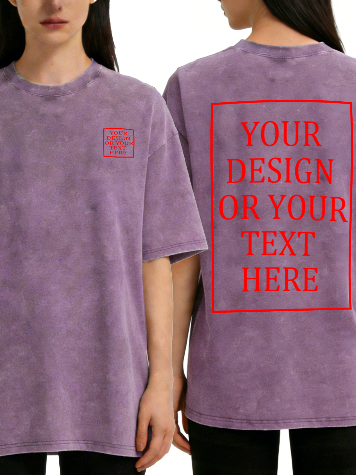 Women's Retro Washed Custom Short-Sleeve T-Shirt - Add Your Own Photo/Text Double-Sided Design