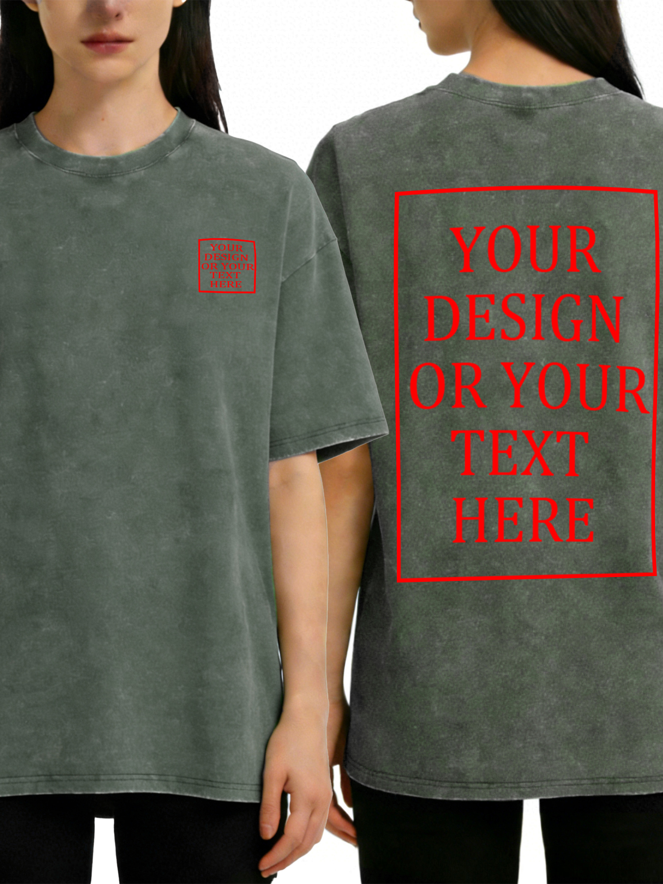 Women's Retro Washed Custom Short-Sleeve T-Shirt - Add Your Own Photo/Text Double-Sided Design