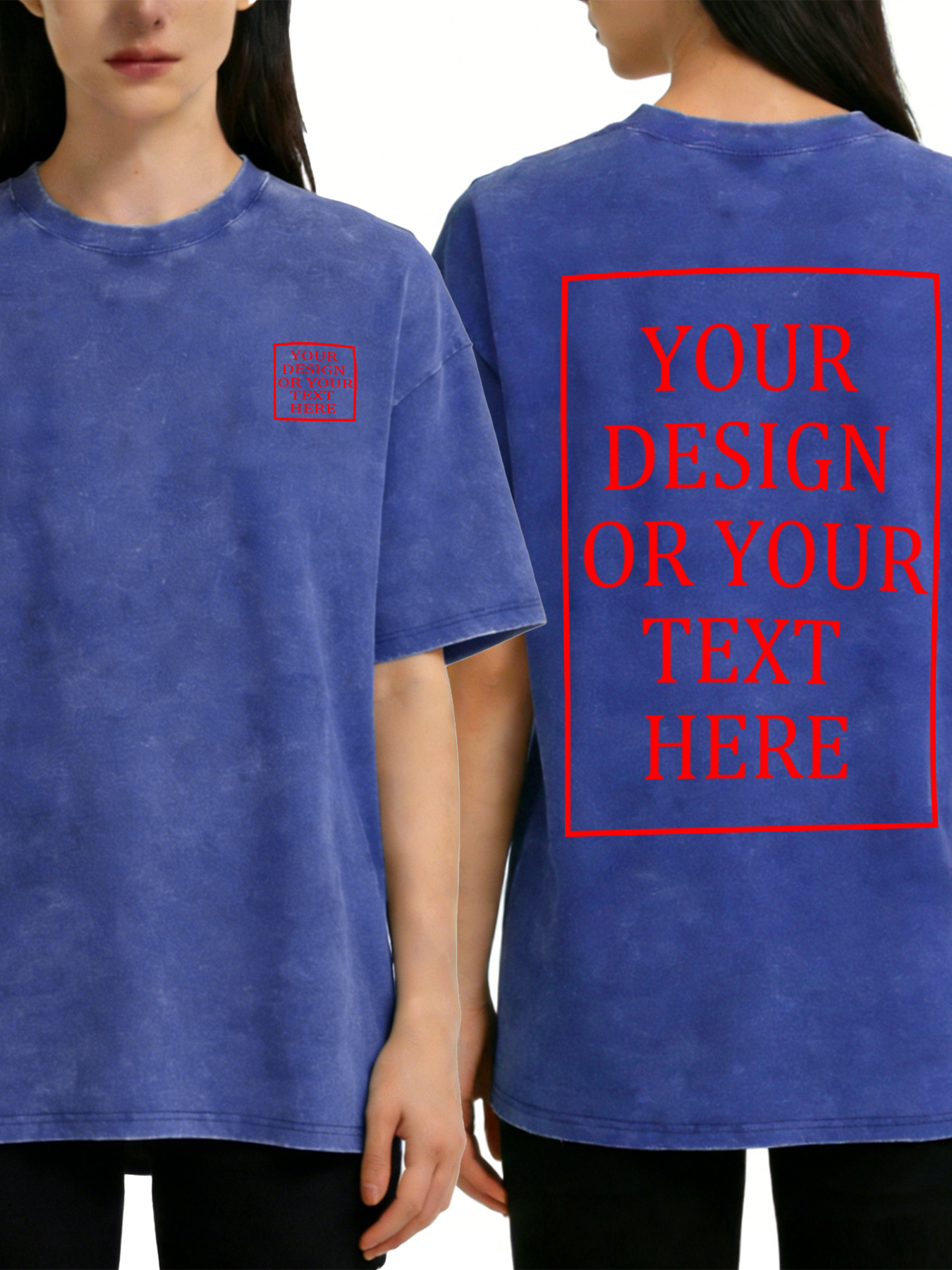Women's Retro Washed Custom Short-Sleeve T-Shirt - Add Your Own Photo/Text Double-Sided Design