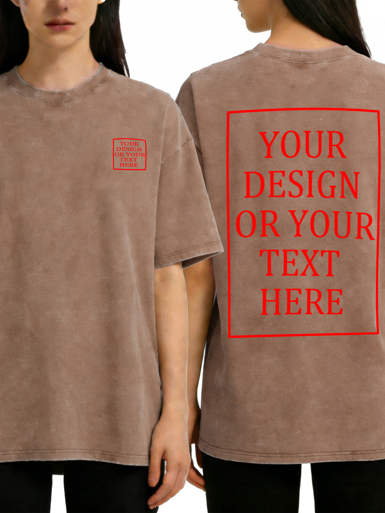Women's Retro Washed Custom Short-Sleeve T-Shirt - Add Your Own Photo/Text Double-Sided Design