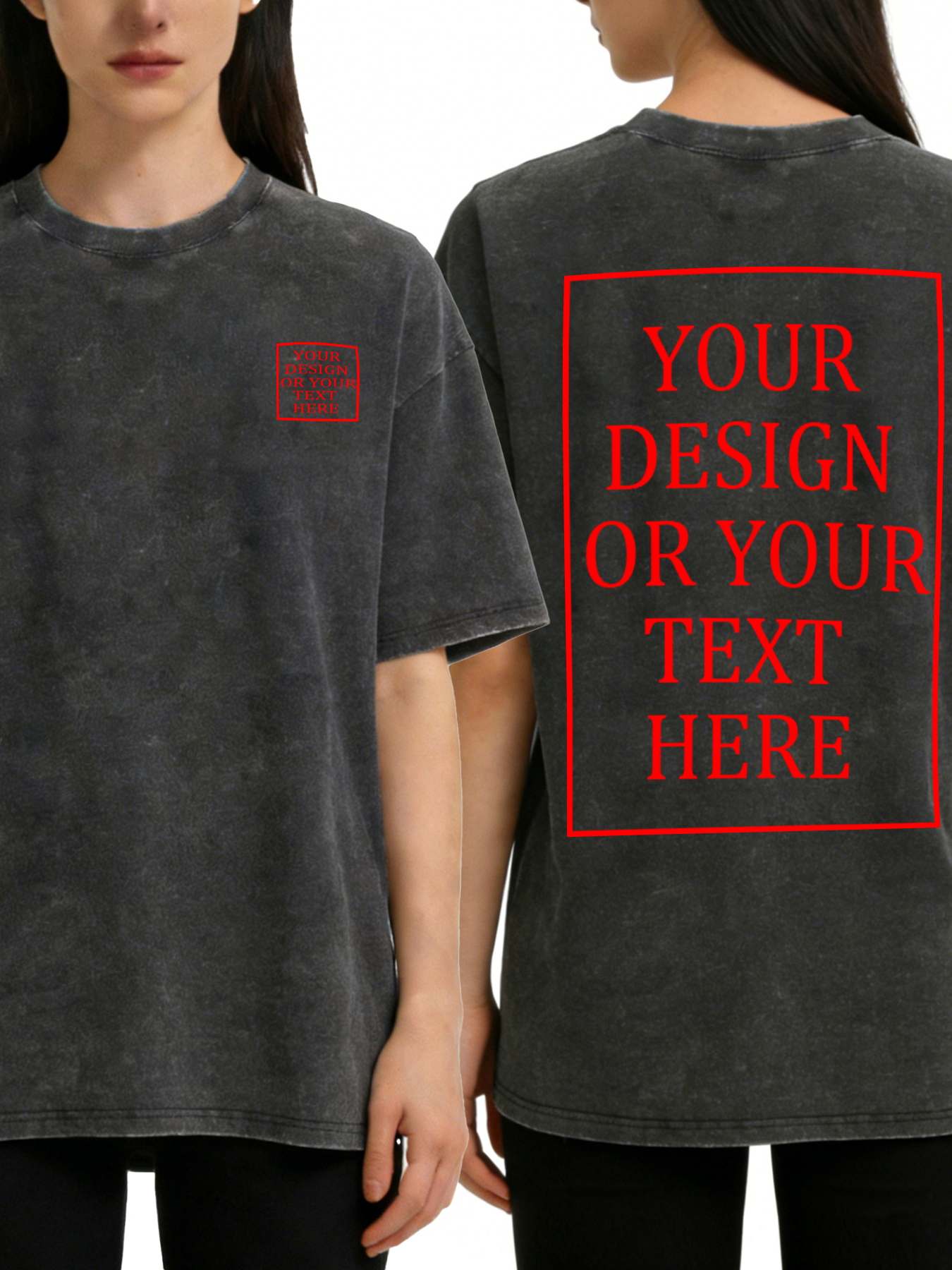 Women's Retro Washed Custom Short-Sleeve T-Shirt - Add Your Own Photo/Text Double-Sided Design
