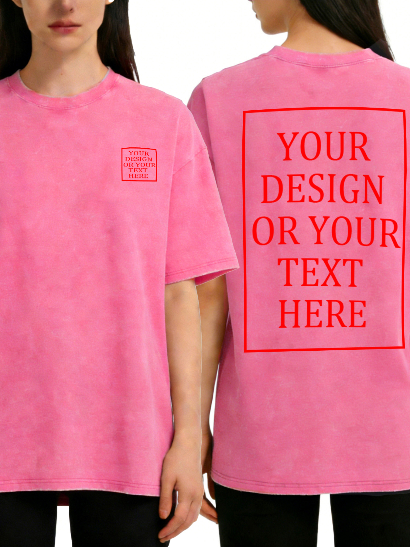 Women's Retro Washed Custom Short-Sleeve T-Shirt - Add Your Own Photo/Text Double-Sided Design