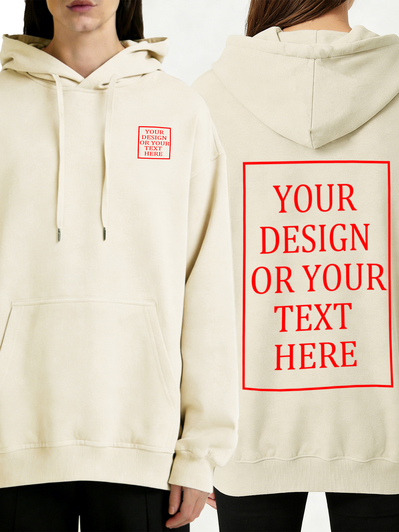 Women's Custom Hooded Sweatshirt - Add Your Own Photo/Text Double-Sided Design