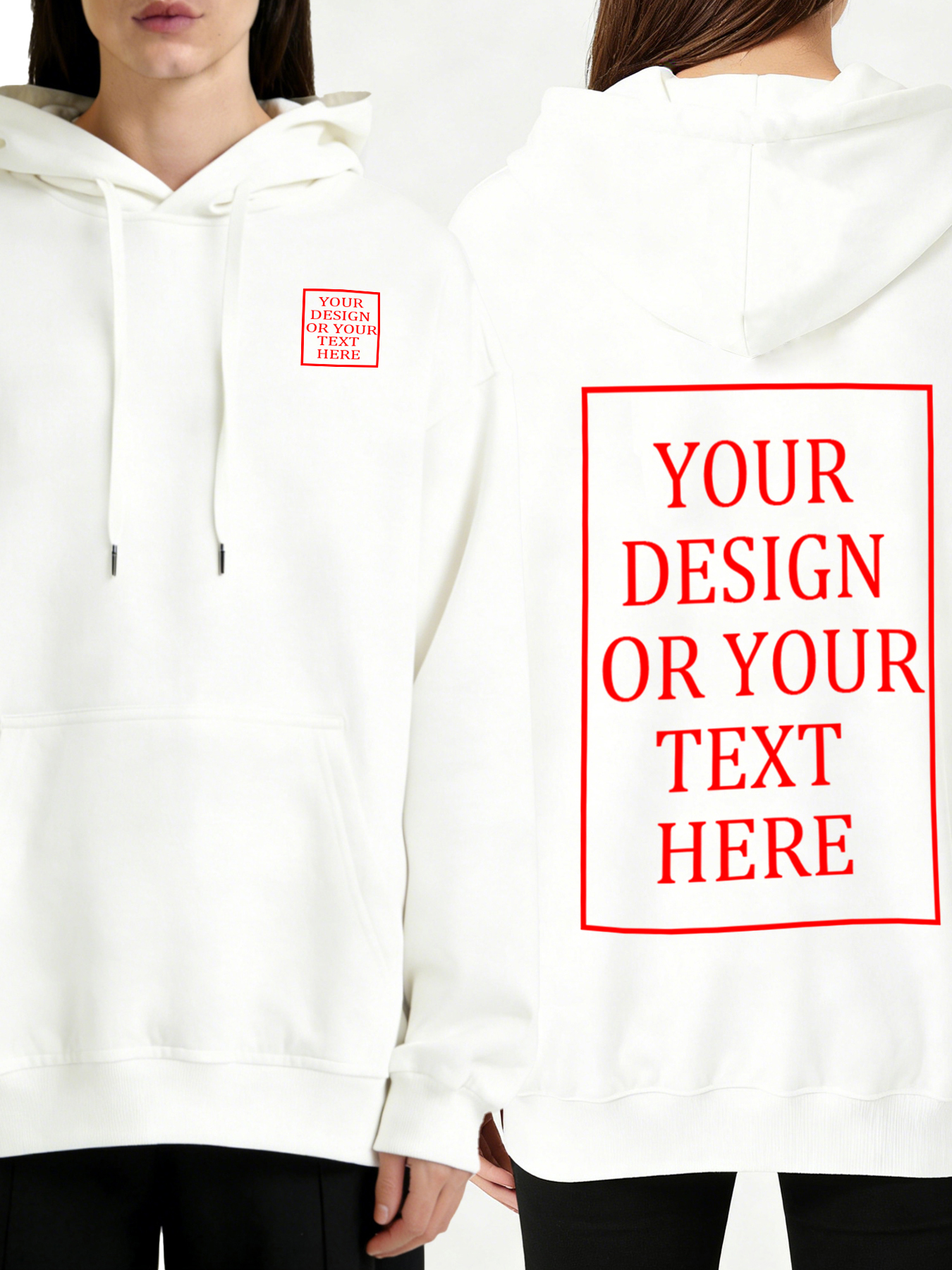 Women's Custom Hooded Sweatshirt - Add Your Own Photo/Text Double-Sided Design