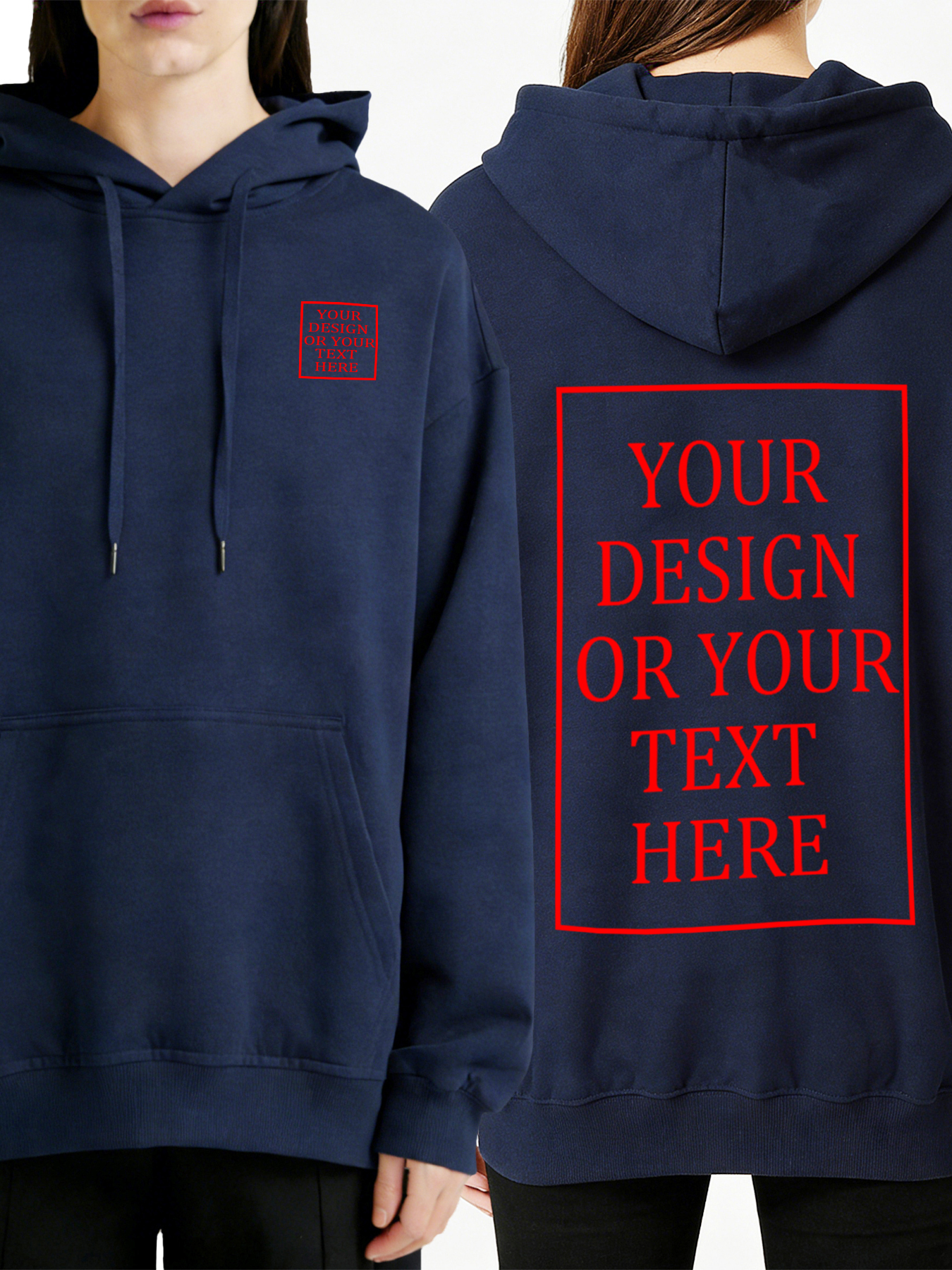 Women's Custom Hooded Sweatshirt - Add Your Own Photo/Text Double-Sided Design
