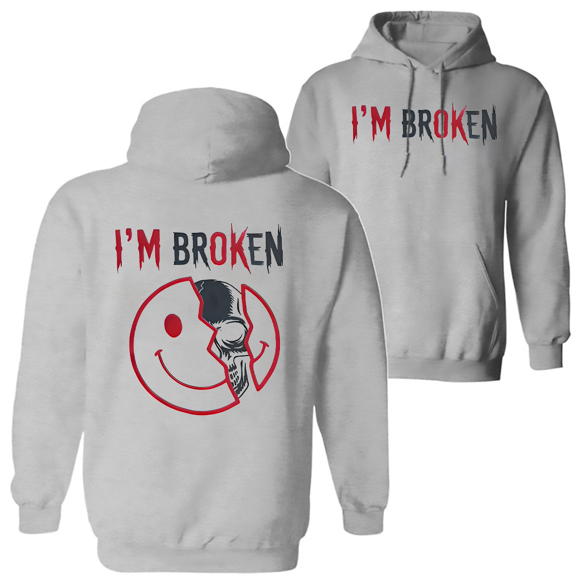 I'm Ok I'm Broken Printed Fleece-lined Unisex Hoodie