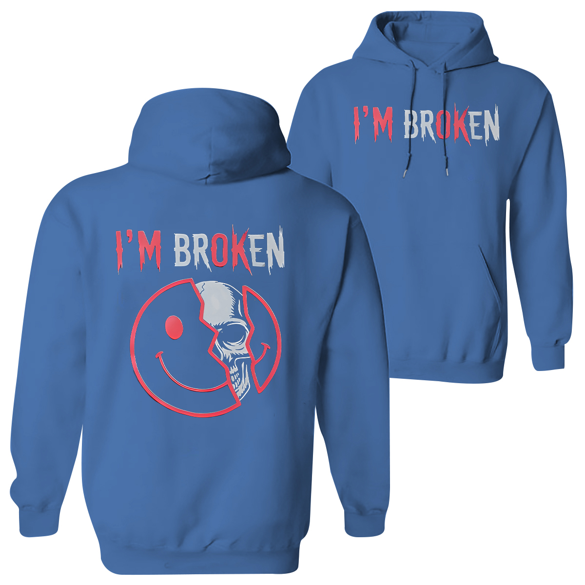 I'm Ok I'm Broken Printed Fleece-lined Unisex Hoodie