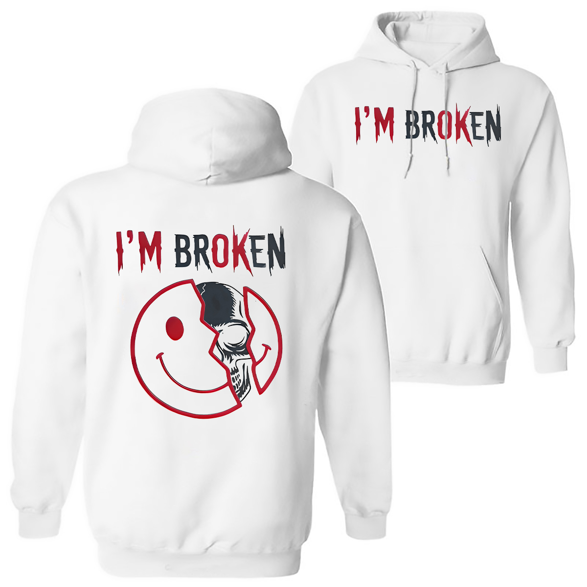 I'm Ok I'm Broken Printed Fleece-lined Unisex Hoodie