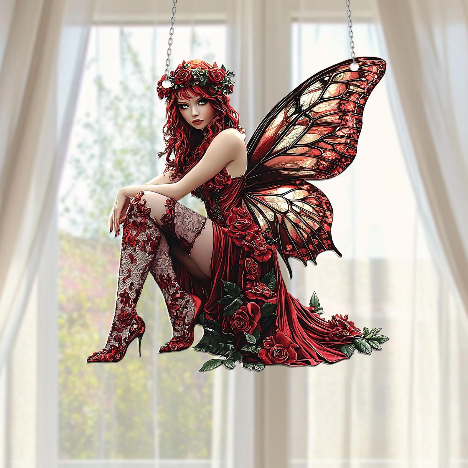 Red Fairy Window Hanging