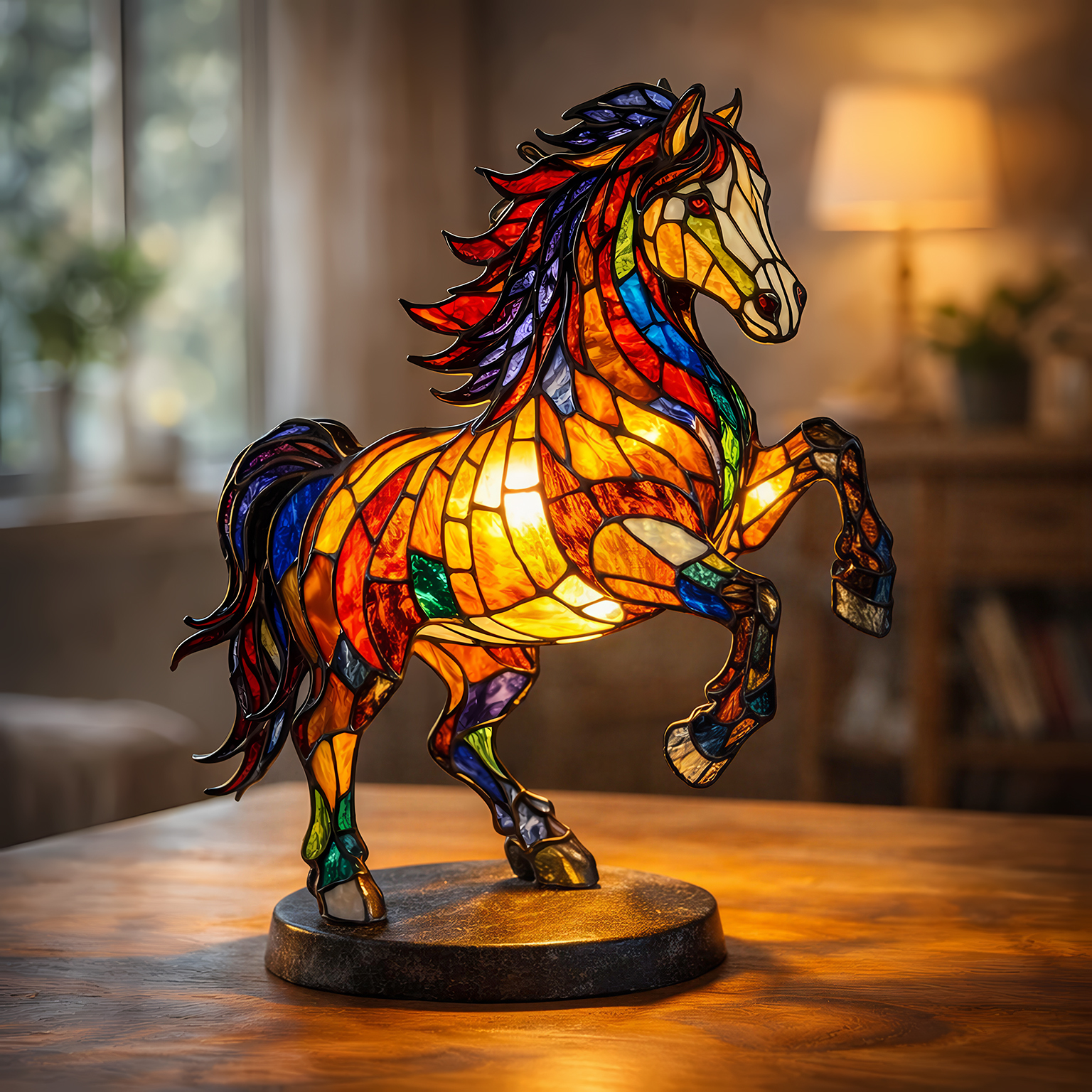 Lucky Stained-Glass Horse Lamp �C Year of the Horse 2026 Collector��s Light ( )