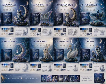 🌙 Moon Cat Luna Guardian DIY Bead Kit | Celestial Moon & Stars Series