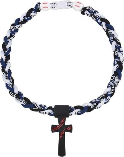 ✝️Triple-Rope Tornado Baseball Necklace – Cross Charm Pendant with "I CAN DO ALL THINGS PHL4:13"⚾
