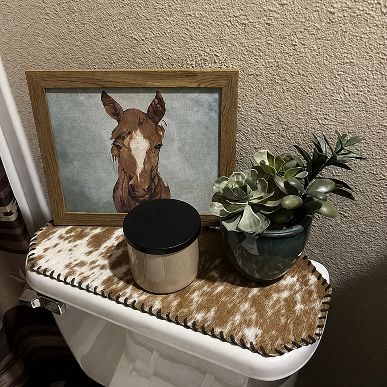 18.5" Speckled Red & White Cowhide Table Runner