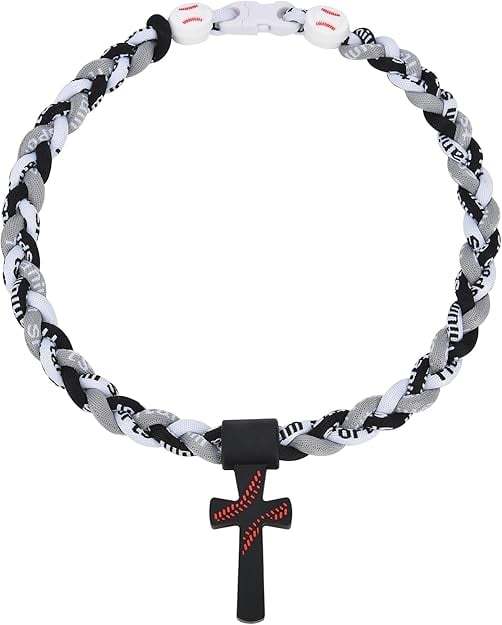 ✝️Triple-Rope Tornado Baseball Necklace – Cross Charm Pendant with "I CAN DO ALL THINGS PHL4:13"⚾
