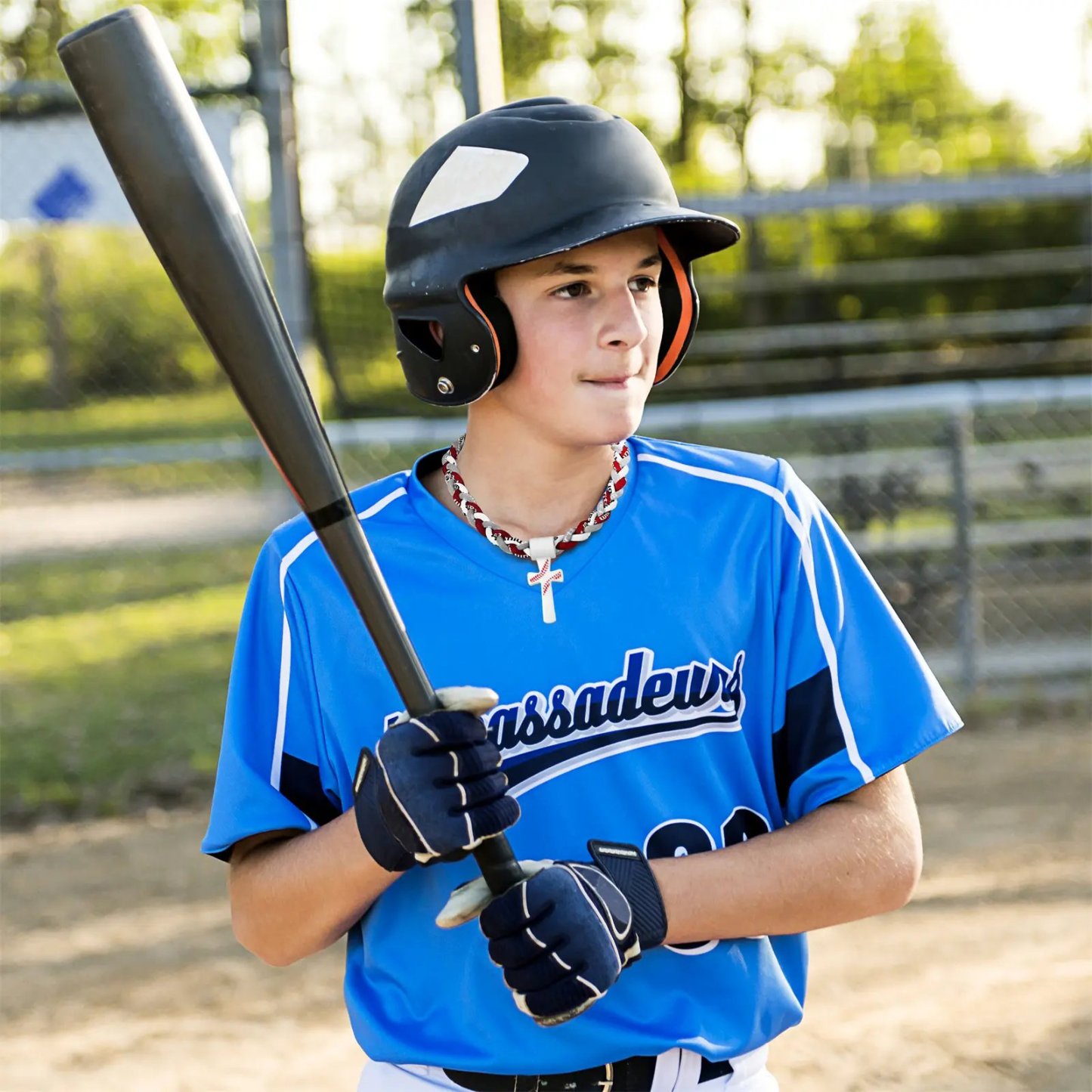 ✝️Triple-Rope Tornado Baseball Necklace – Cross Charm Pendant with "I CAN DO ALL THINGS PHL4:13"⚾