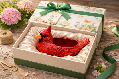 Hand-Painted Cardinal Bird Succulent Planter - Resin Bird Pot for Indoor/Outdoor Decor (Meaningful Garden Gift)