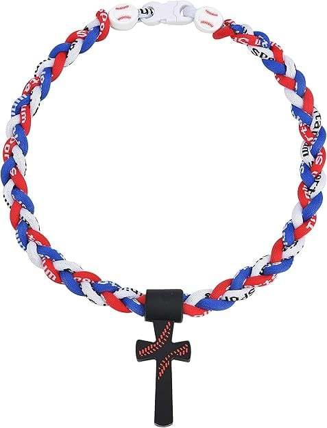 ✝️Triple-Rope Tornado Baseball Necklace – Cross Charm Pendant with "I CAN DO ALL THINGS PHL4:13"⚾