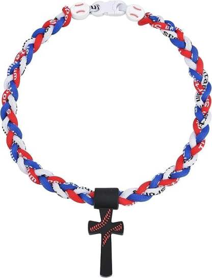 ✝️Triple-Rope Tornado Baseball Necklace – Cross Charm Pendant with "I CAN DO ALL THINGS PHL4:13"⚾