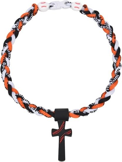 ✝️Triple-Rope Tornado Baseball Necklace – Cross Charm Pendant with "I CAN DO ALL THINGS PHL4:13"⚾