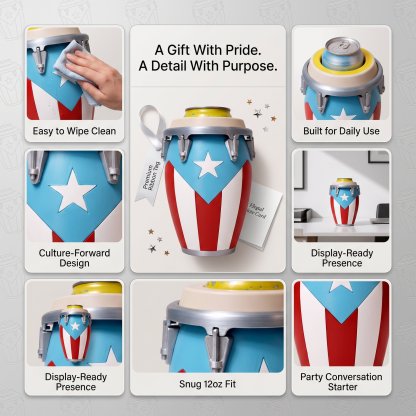 🪘 Conga-Style Can Holder – Celebrate Caribbean Pride, One Sip at a Time